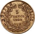 Francja, Napoleon III, 5 franków 1860 A, Paryż