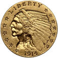 USA, 2 1/2 dolara 1914, Indianin