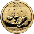 Chiny, 20 yuan 2009, Panda, 1/20 uncji złota