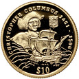 Sierra Leone, 10 dolarów 2006, Krzysztof Kolumb, 1/25 uncji Au999