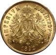 Austria, Franciszek Józef I, 8 florenów/20 franków 1892, Nowe bicie