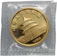 Chiny, 100 yuan 1989, Panda, 1 uncja złota