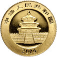 Chiny, 20 juanów 2006, Panda, 1/20 uncji złota