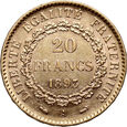 Francja, 20 franków 1893 A, Paryż, Anioł