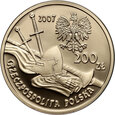 Polska, III RP, 200 złotych 2007, Rycerz ciężkozbrojny - XV w.