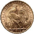 Francja, 20 franków 1910, Kogut