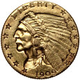 USA, 2 1/2 dolara 1909, Indianin, Filadelfia