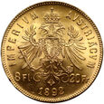 760. Austria, Franciszek Józef I, 8 florinów / 20 franków 1892