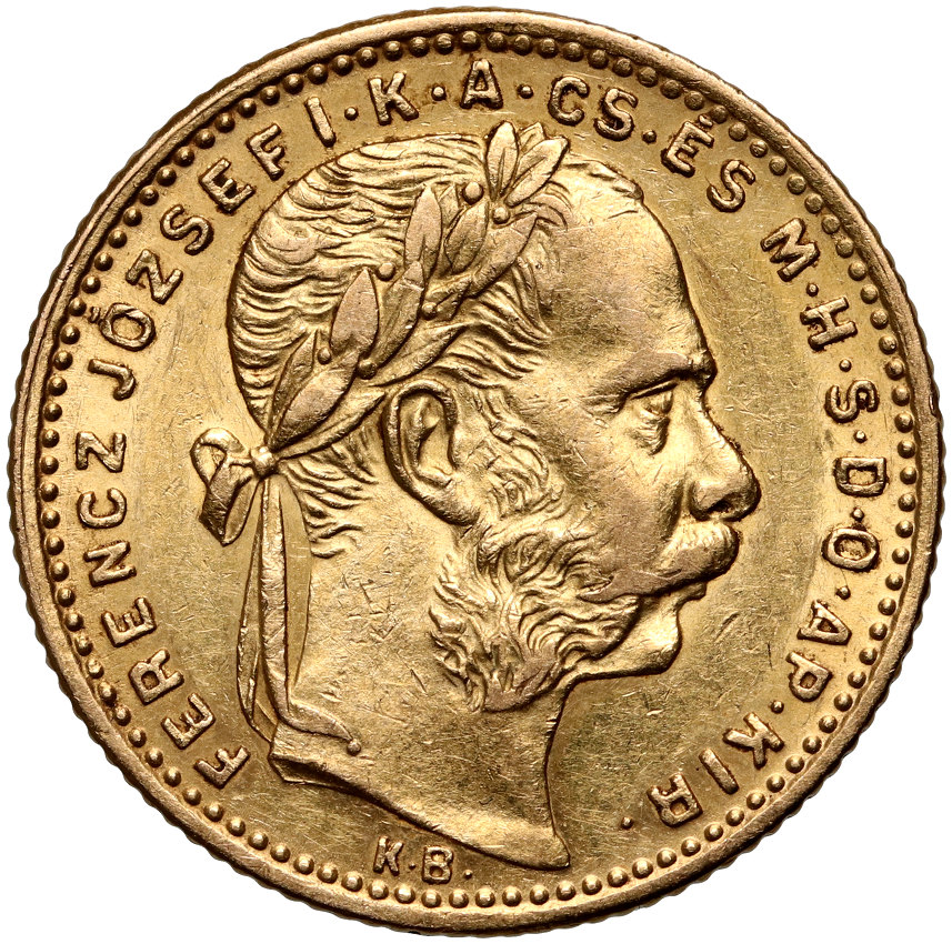 Węgry, Franciszek Józef I, 20 franków / 8 forintów 1884