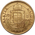 Węgry, Franciszek Józef I, 20 franków / 8 forintów 1884