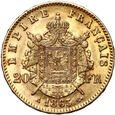 Francja, Napoleon III, 20 franków 1865 A, Paryż
