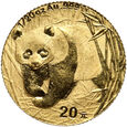 Chiny, 20 yuan 2001, Panda, 1/20 uncji