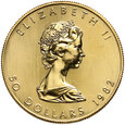 Kanada, 50 dolarów 1982, Liść klonu, 1 uncja złota