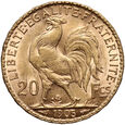 Francja, 20 franków 1905, Kogut