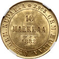 Finlandia, 10 marek 1882 S, Helsinki, NGC MS63