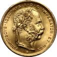 Austria, Franciszek Józef I, 8 florenów/20 franków 1892, Nowe bicie