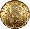 Austria, Franciszek Józef I, 8 florenów/20 franków 1892, Nowe bicie