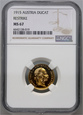 Austria, Franciszek Józef I, dukat 1915, Nowe bicie, NGC MS67