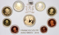Watykan, zestaw 9 monet euro 2014, Franciszek, stempel lustrzany