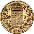 Francja, Ludwik XVIII, 20 franków 1818 A, Paryż #RK