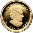 Kanada, Elżbieta II, 50 centów 2009, Liść klonu, 1/25 uncji złota