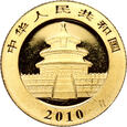 Chiny, 50 yuanów 2010, Pandy, 1/10 uncji złota