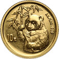 Chiny, Panda, 10 yuan 1995, 1/10 uncji złota