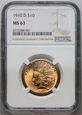 USA, 10 dolarów 1910 D, Denver, Indianin, NGC MS63