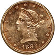 USA, 10 dolarów 1882, Filadelfia, Liberty, Prooflike