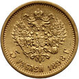 Rosja, Mikołaj II, 5 rubli 1898 (АГ)