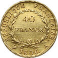 Francja, Napoleon I, 40 franków 1806 A, Paryż