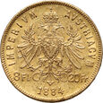Austria, Franciszek Józef I, 8 florenów / 20 franków 1884