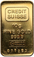 Szwajcaria, sztabka, 10 g Au 999, Credit Suisse