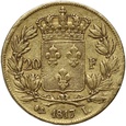 Francja, Ludwik XVIII, 20 franków 1817 L, Bayonne