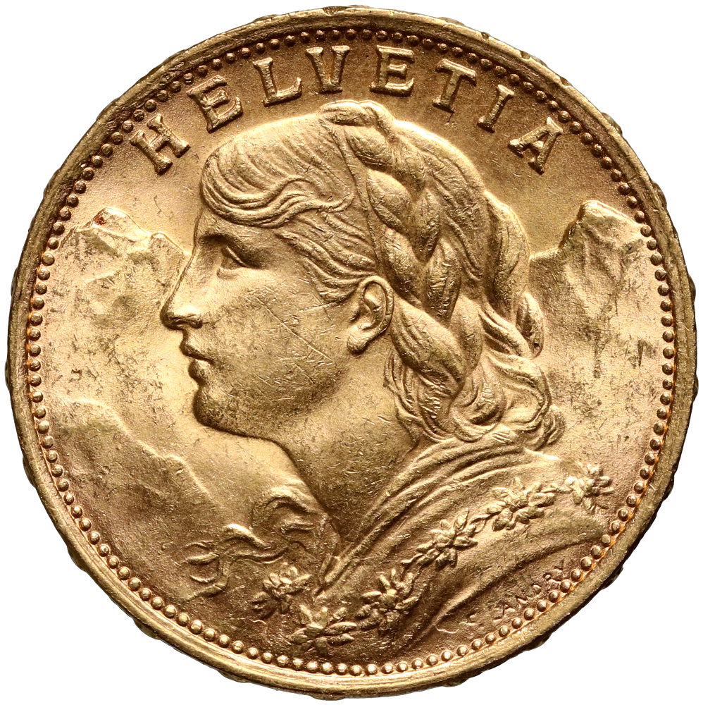 16. Szwajcaria, 20 franków 1927 B