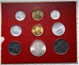 Watykan, zestaw 9 monet, od 1 do 500 lirów 1958 