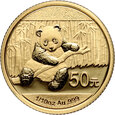 Chiny, 50 juanów 2014, Panda, 1/10 uncji złota