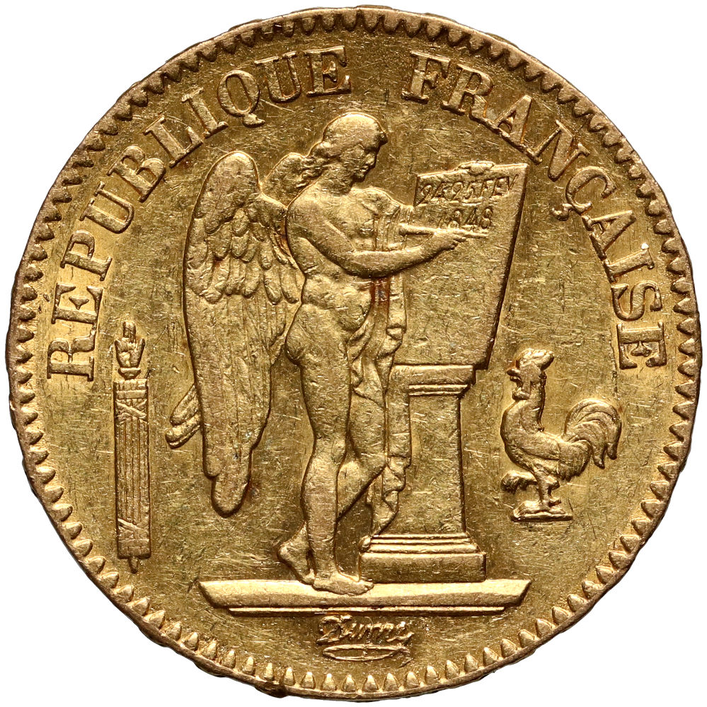 Francja, II Republika, 20 franków 1849 A, Anioł