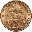 Francja, 20 franków 1909, Kogut