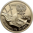 Polska, III RP, 200 złotych 2007, Rycerz ciężkozbrojny - XV w.