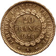 734. Francja, 20 franków 1876 A, Anioł