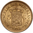 1607. Holandia, Wilhelmina, 5 guldenów 1912