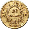 Francja, Napoleon I, 20 franków 1812 W, Lille #RK