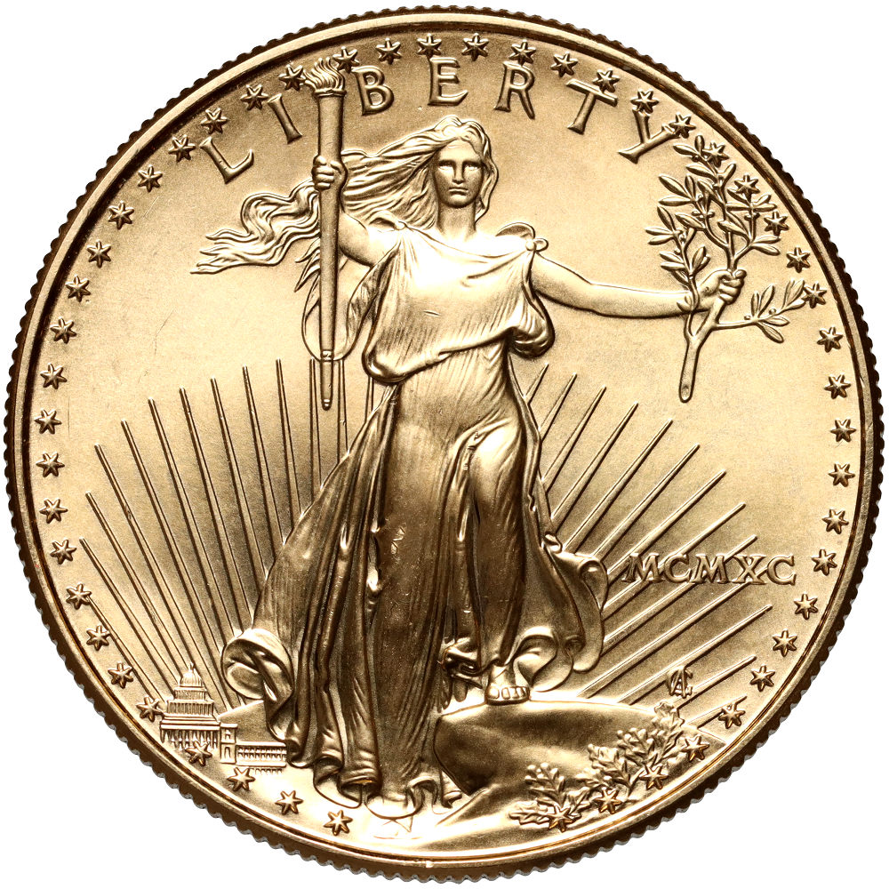USA, 50 dolarów 1990, Gold Eagle, uncja złota