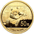 Chiny, 50 juanów 2014, Panda, 1/10 uncji złota