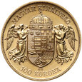 Węgry, Franciszek Józef I, 100 koron 1908, Kremnica, restrike