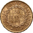 Francja, 20 franków 1897 A, Anioł, Paryż