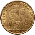 1063. Francja, 10 franków 1909, Kogut
