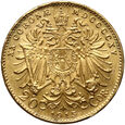 1053. Austria, Franciszek Józef I, 20 koron 1915, Nowe bicie