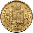 Węgry, Franciszek Józef I, 20 franków/8 forintów 1889